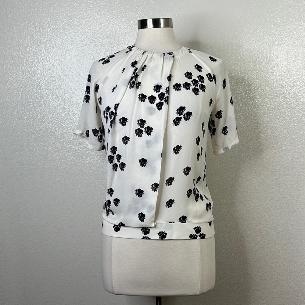 ALC 100% Silk Floral Print Blouse